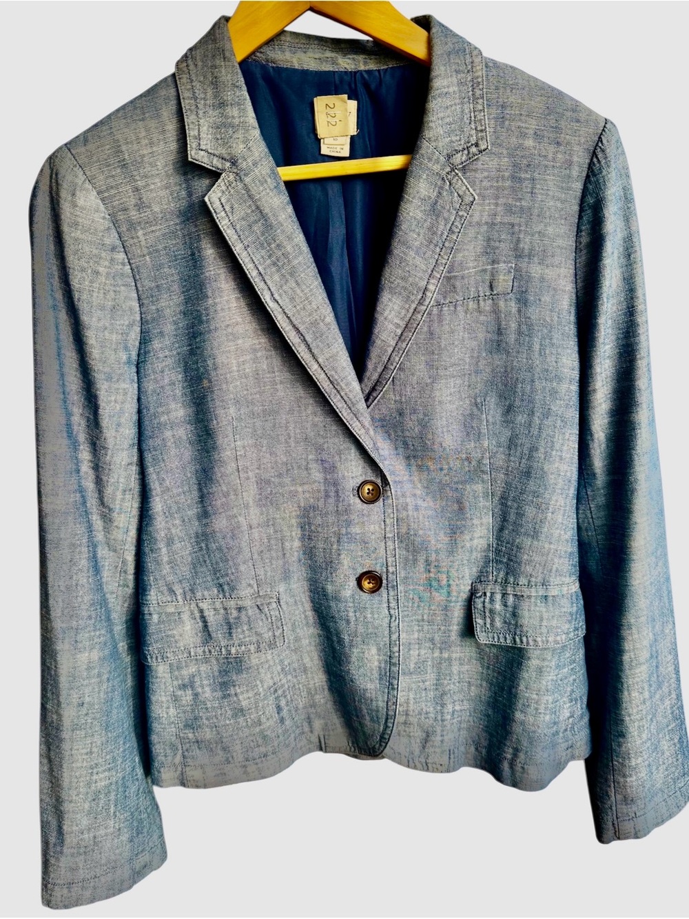 J. Crew School Boy Women’s Blazer Blue Chambray Cotton Button Front L